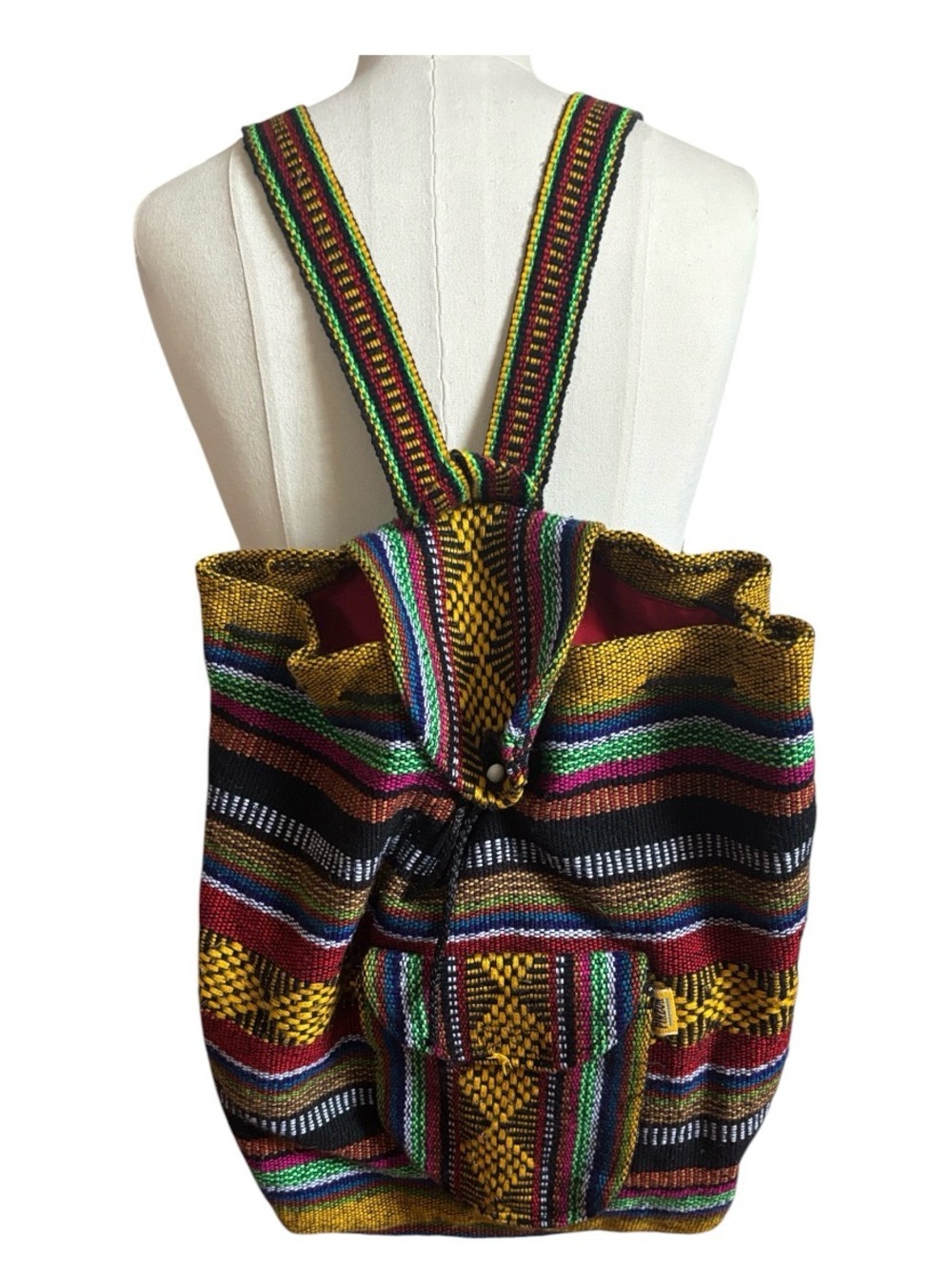 Artesanias MR Pinzon Mexican Drug Rug Boho Hippie Multi Colored Backpack Unisex